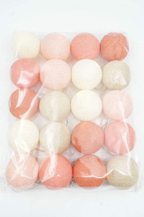 Lichterkette Cotton Balls USB orange/beige/weiss