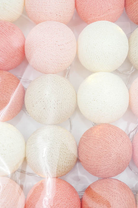 Lichterkette Cotton Balls USB orange/beige/weiss