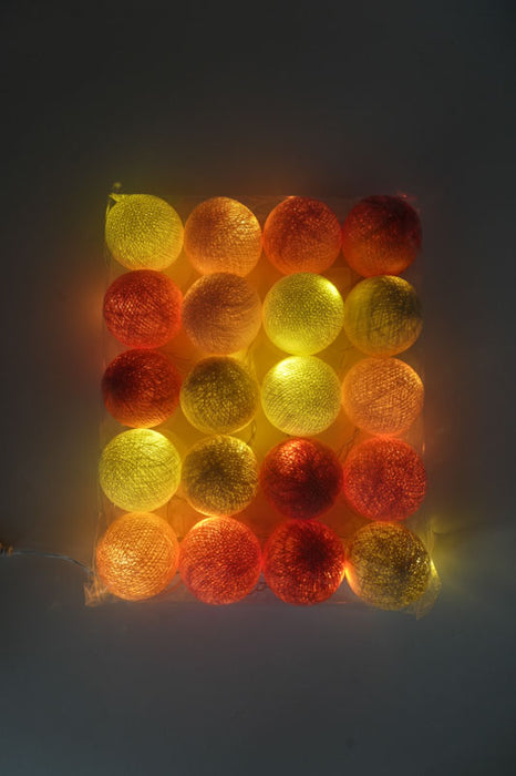 Lichterkette Cotton Balls USB orange/beige/weiss