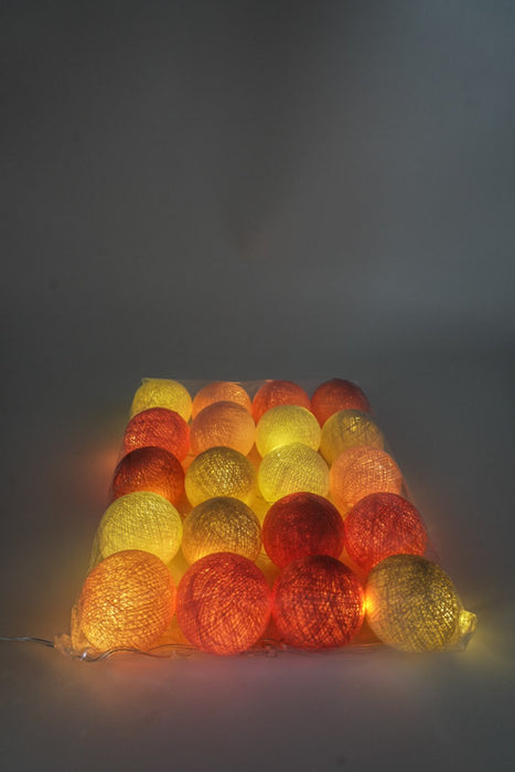 Lichterkette Cotton Balls USB orange/beige/weiss