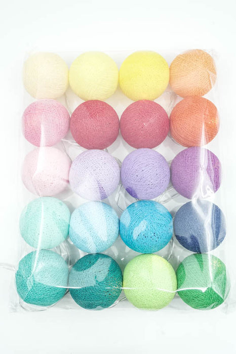Lichterkette Cotton Balls USB gelb/rot/lila/grün/blau