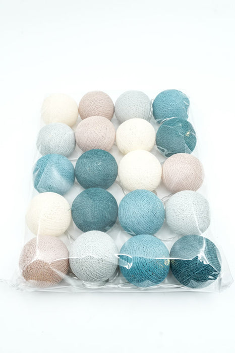 Lichterkette Cotton Balls USB blau/beige/hellbraun/grau