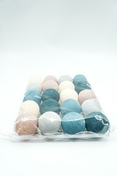 Lichterkette Cotton Balls USB blau/beige/hellbraun/grau