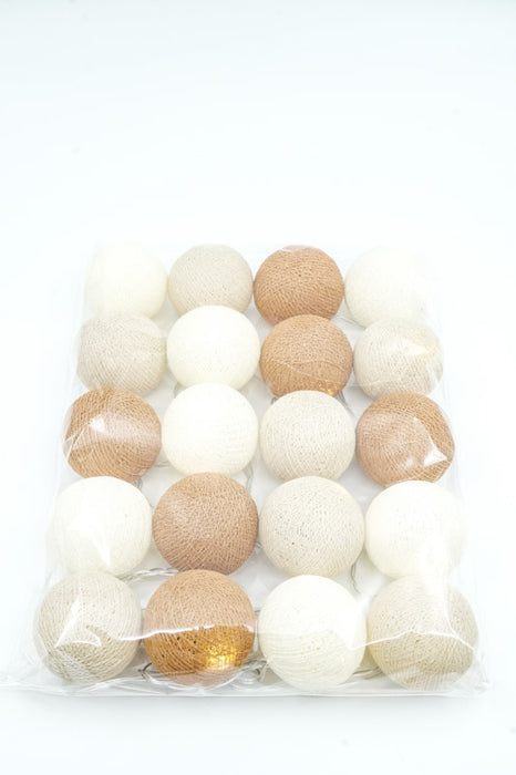 Lichterkette Cotton Balls USB ocker/beige/crème