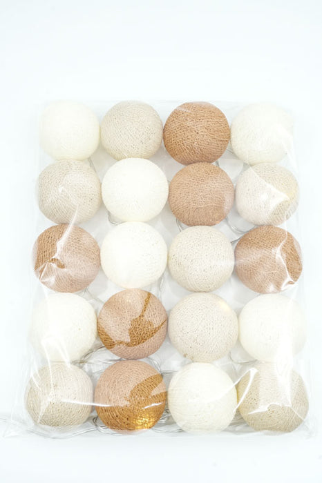 Lichterkette Cotton Balls USB ocker/beige/crème