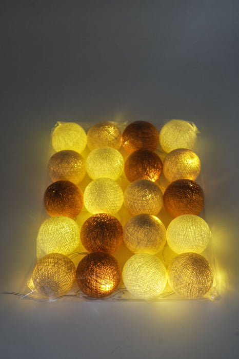 Lichterkette Cotton Balls USB ocker/beige/crème