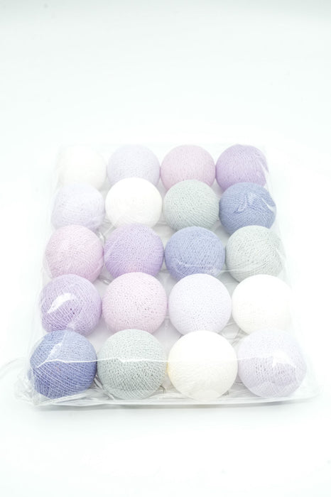 Lichterkette Cotton Balls USB lila/rosa/hellgrau/weiss