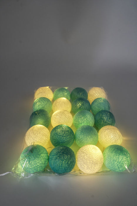 Lichterkette Cotton Balls USB türkis/mint/weiss