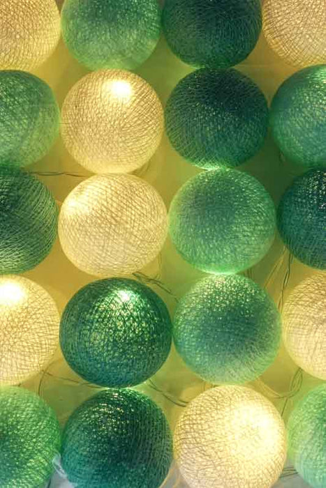 Lichterkette Cotton Balls USB türkis/mint/weiss