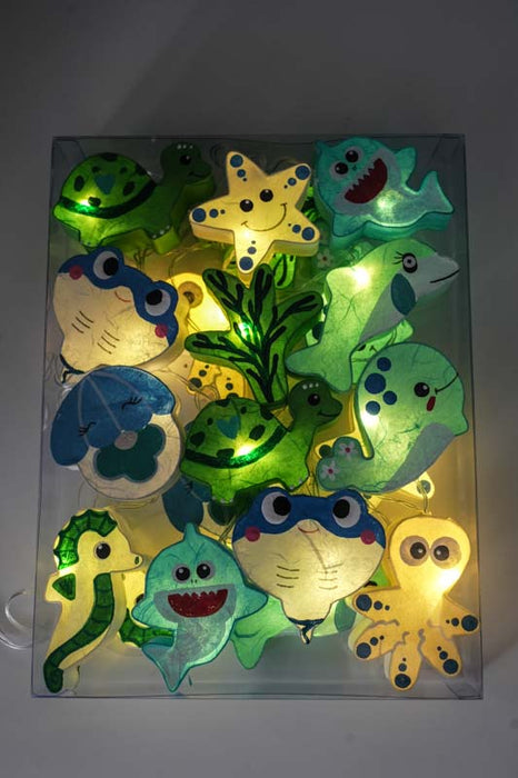 Lichterkette Papier Balls USB Schildkröte, Fische, Seepferdchen