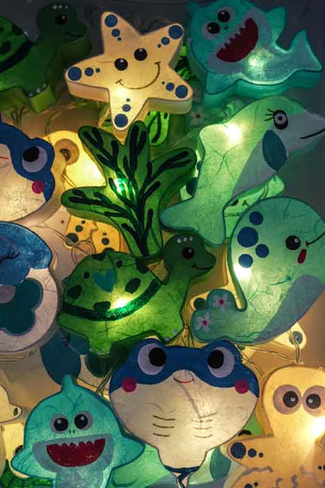 Lichterkette Papier Balls USB Schildkröte, Fische, Seepferdchen