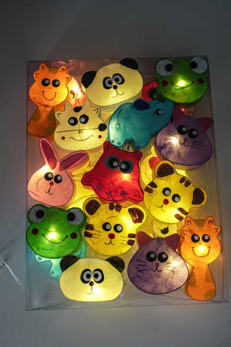 Lichterkette Papier Balls USB Tiere