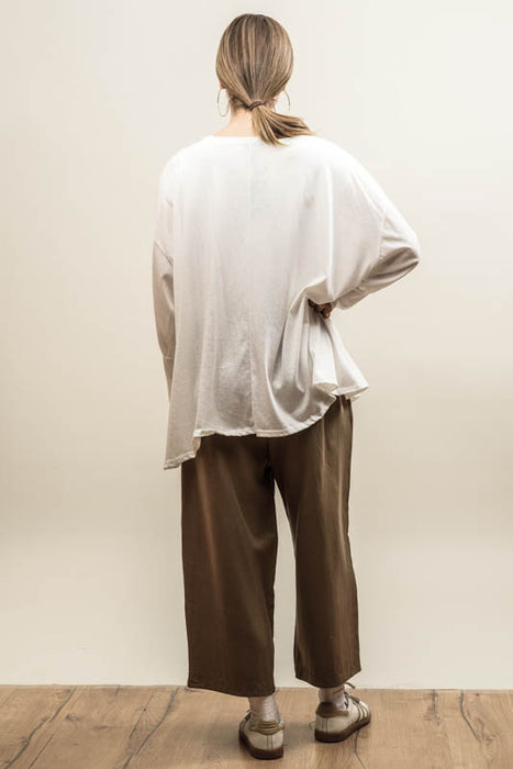 Lincoln wide-leg trousers with elastic waistband, caramel - One Size