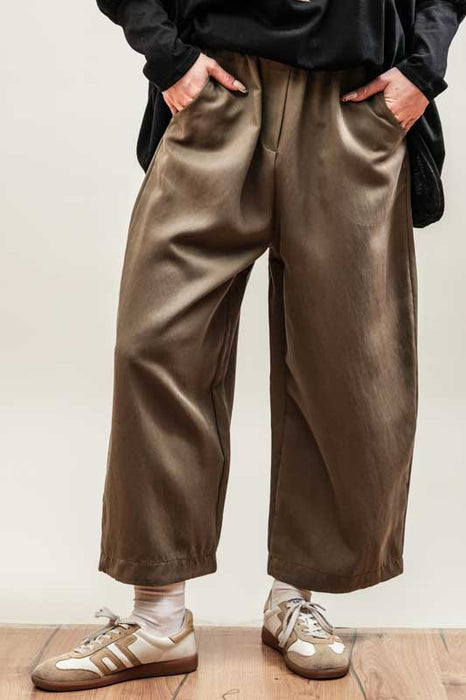 Hose Lincoln weite Beine mit Gummizug khaki - One Size