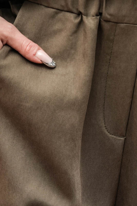 Hose Lincoln weite Beine mit Gummizug khaki - One Size