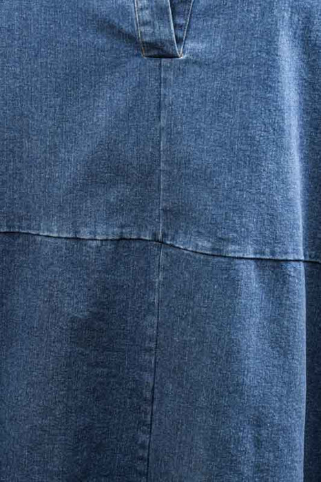 Short-sleeved denim dress, cotton, loose fit - One Size