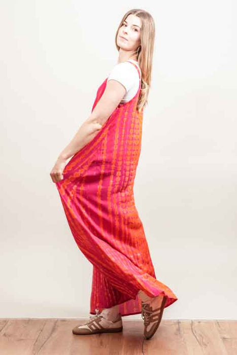 Balik Batik Long Dress Orange/Red - One Size