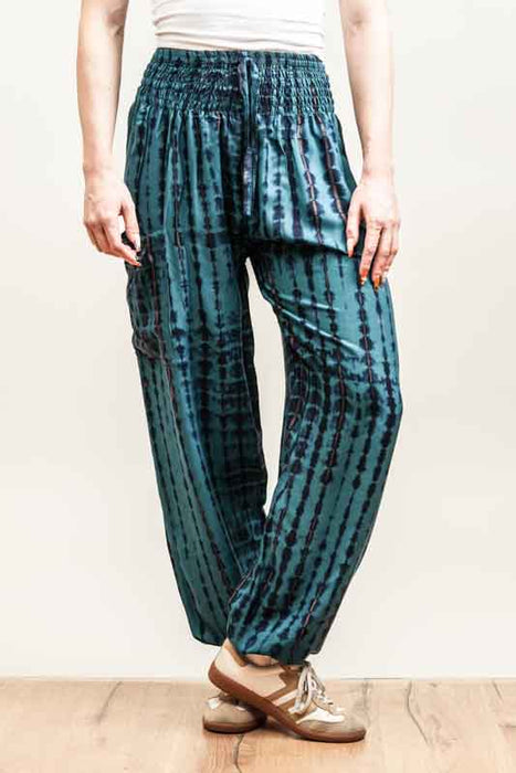 Aladdin Bali Batik Patterned Trousers, Turquoise - One Size