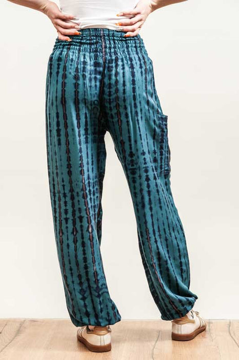 Aladdin Bali Batik Patterned Trousers, Turquoise - One Size