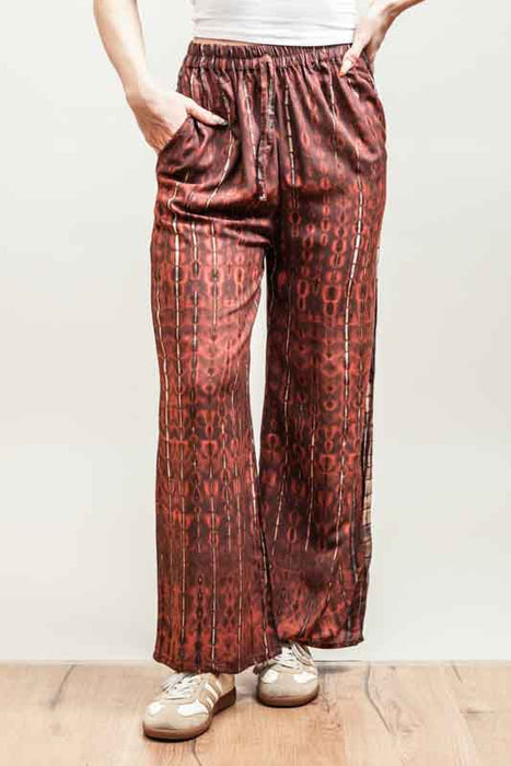 Aladdin Trousers Bali Batik Checkered Rust Pattern - One Size