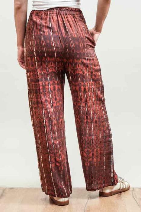 Aladdin Trousers Bali Batik Checkered Rust Pattern - One Size