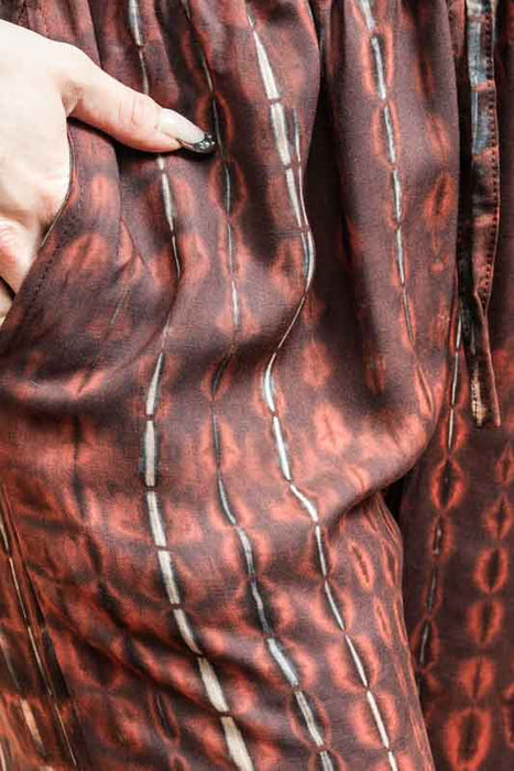 Aladdin Trousers Bali Batik Checkered Rust Pattern - One Size