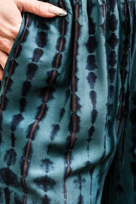 Aladdin Trousers Bali Batik Checkered Petrol - One Size