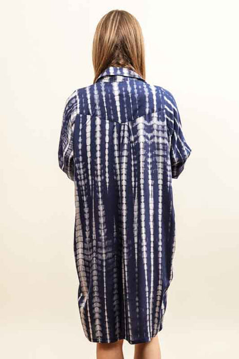 Shirt dress Balik Batik white/blue - One Size