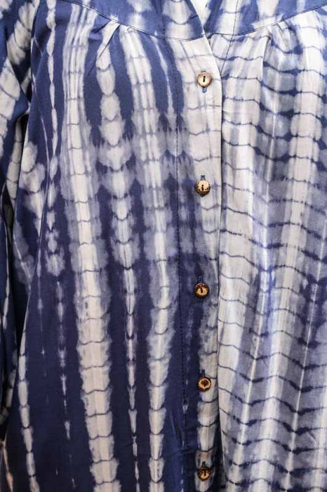 Shirt dress Balik Batik white/blue - One Size