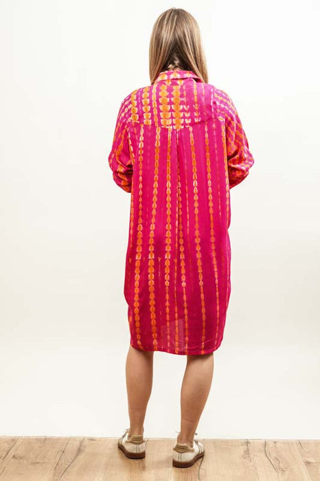 Shirt dress Balik Batik orange/red - One Size