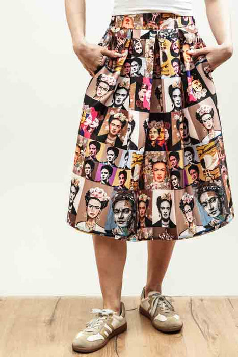 Frida Kahlo short skirt, polyester - One Size
