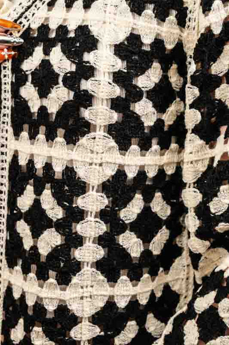 Short cardigan, cotton, cream/black - One Size