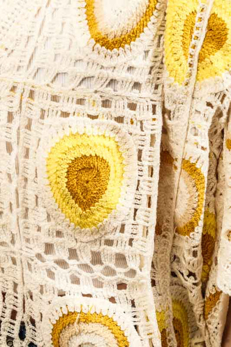 Cotton cardigan, cream/yellow/brown - One Size