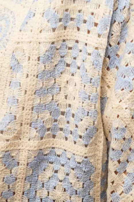 Cotton cardigan, cream/light blue - One Size