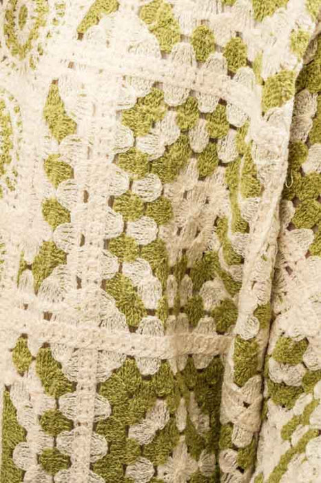 Cotton cardigan, cream/olive green - One Size