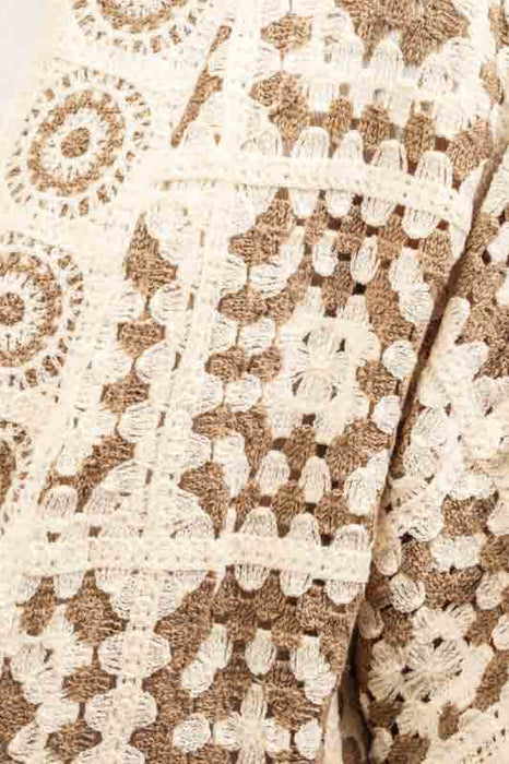 Cotton cardigan, cream/taupe - One Size