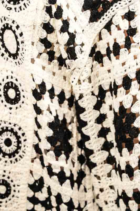 Short cardigan, cotton, cream/black - One Size