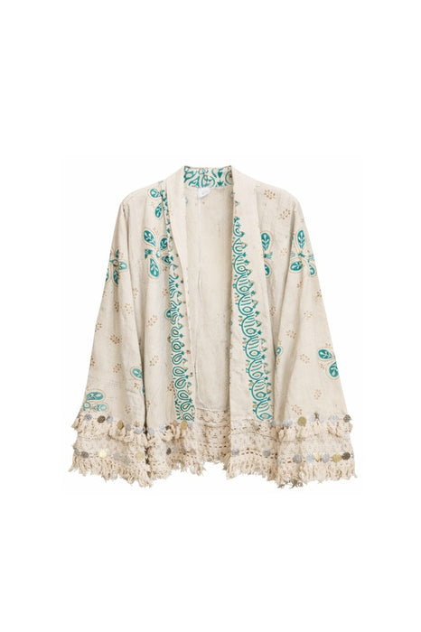 Jacke Baumwolle crème/petrol/ocker/ - One Size