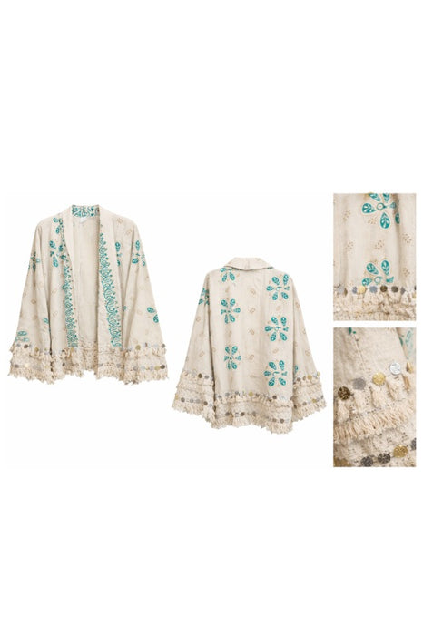 Jacke Baumwolle crème/petrol/ocker/ - One Size