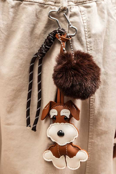 Beige cotton trousers with key ring - One Size