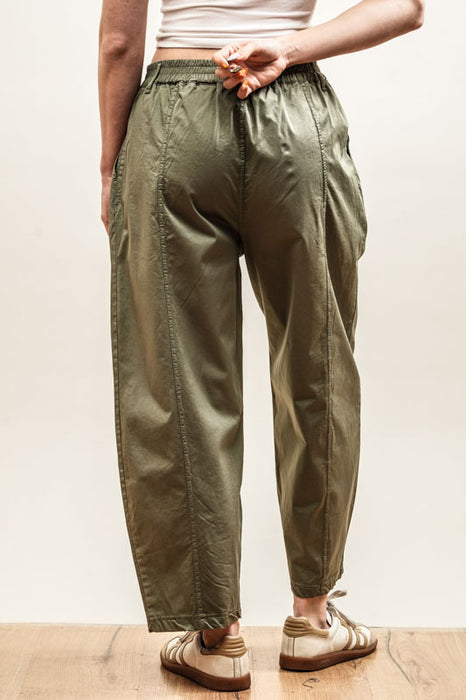 Cotton trousers in khaki with key ring - One Size