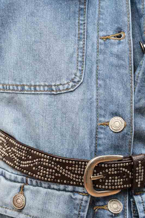 Denim jacket with belt, cotton/polyamide - size XL