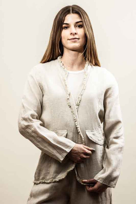 Beige linen jacket - One Size