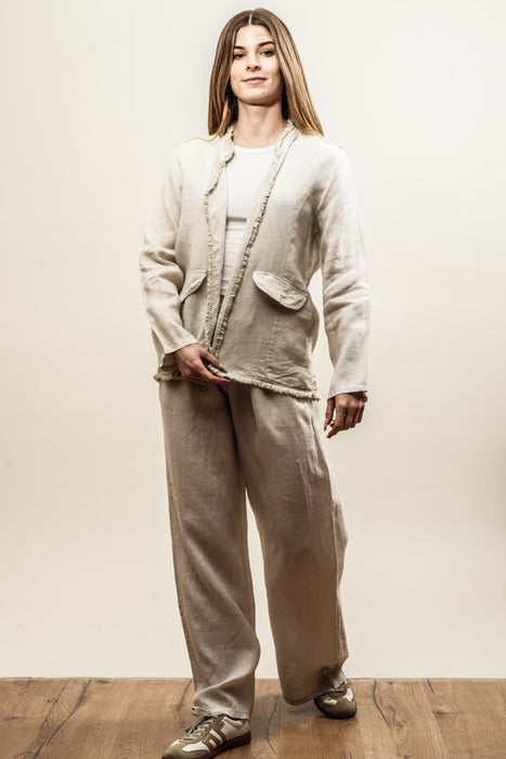 Beige linen jacket - One Size