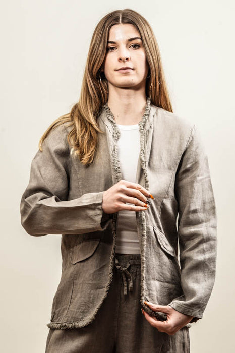 Leinenjacke taupe - One Size