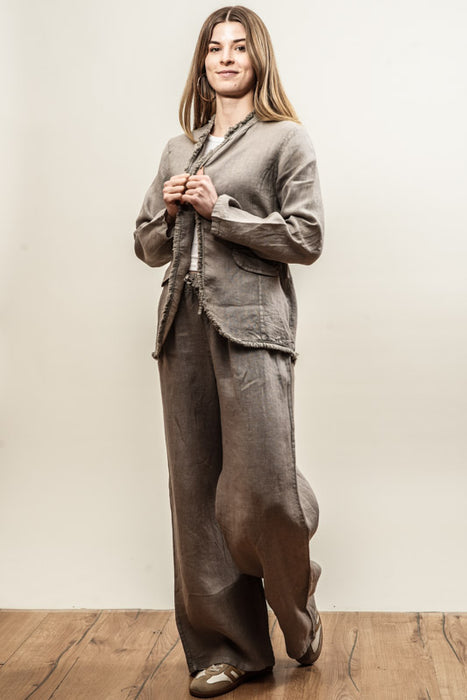 Leinenjacke taupe - One Size