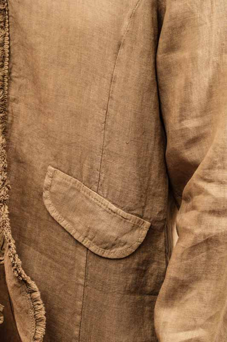 Linen jacket camel - One Size