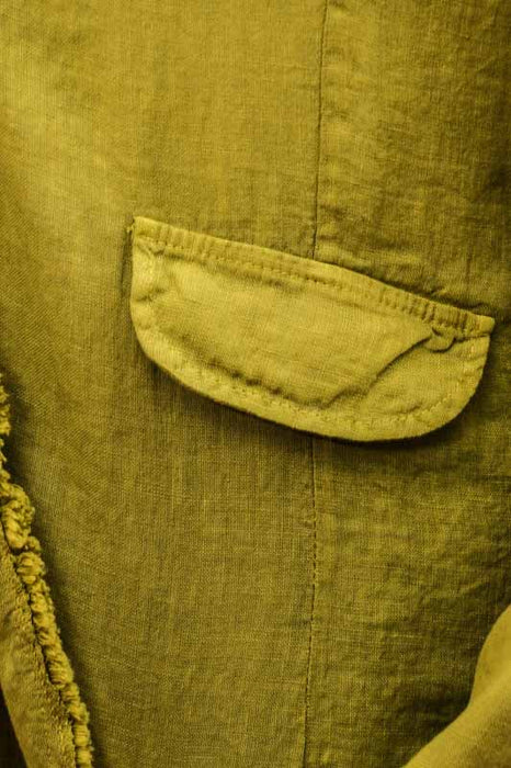Linen jacket olive green - One Size