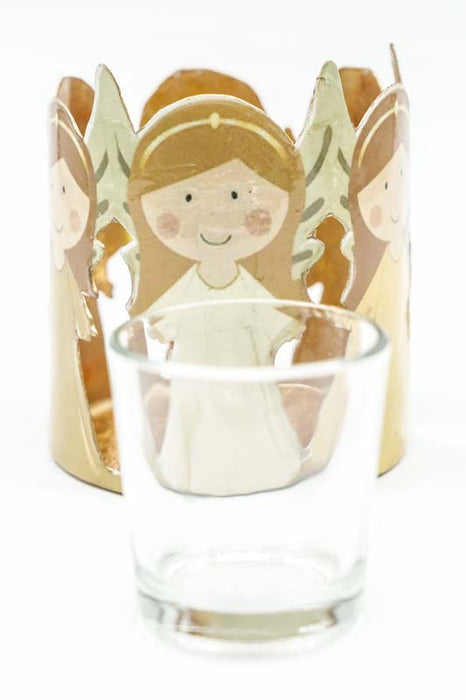 Photophore avec motif d’ange imprimé sur émail, 10 cm