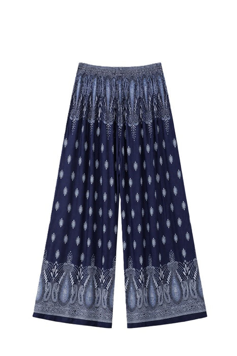Palazzo Hose Rayon marineblau/hellblau/weiss - One Size